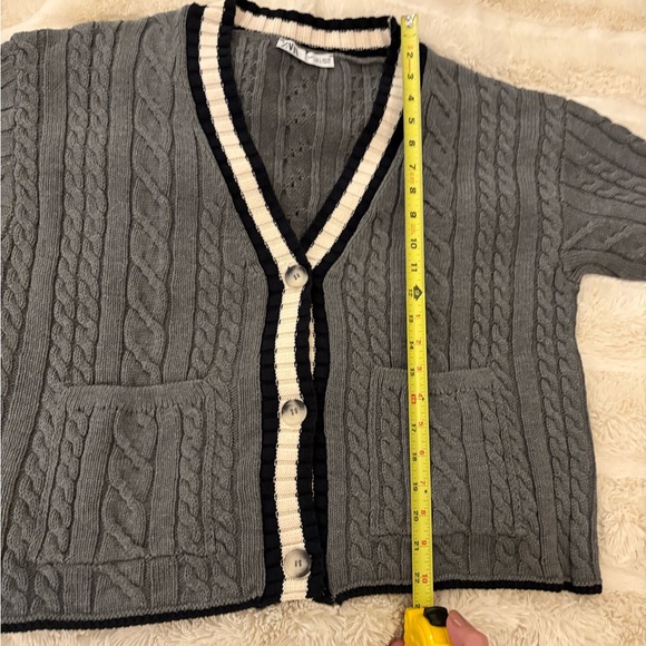 Zara Charcoal Cable Knit Cardigan - Picture 4 of 6